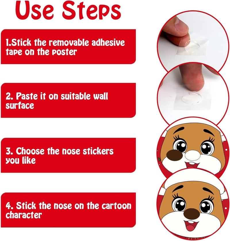 EMPOF Store Christmas Games - Pin The Nose on The Reindeer Games for Families Party, Cute Indoor Christmas Home Decor Party Decorations, Xmas Activities Presents Holiday Decor, Red - Image 4